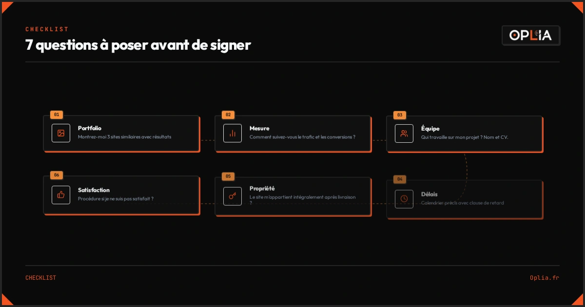 Infographie : 7 questions à poser avant de signer avec une agence web