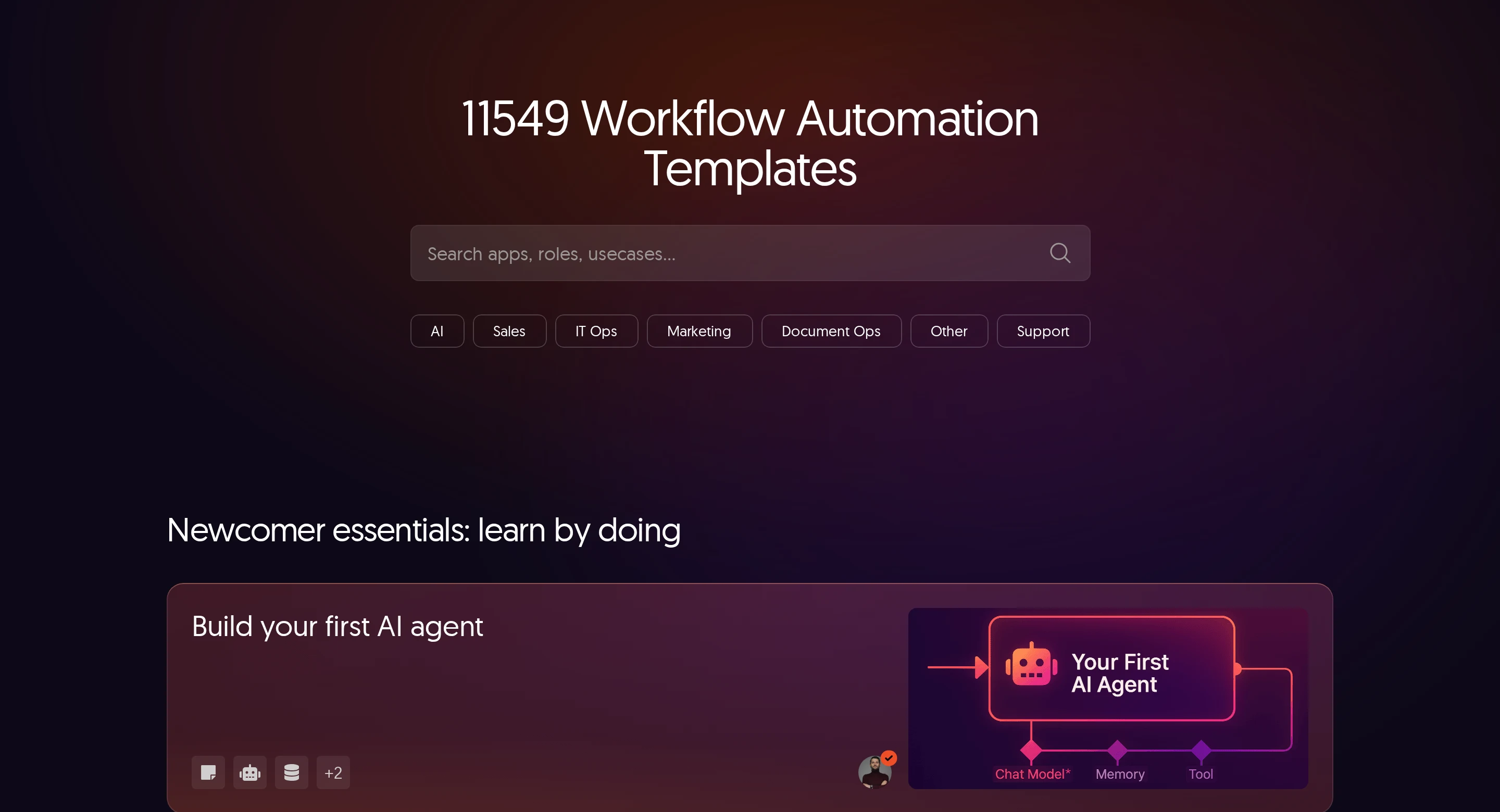 Bibliothèque de workflows d'automatisation n8n, avec des modèles pour le support client