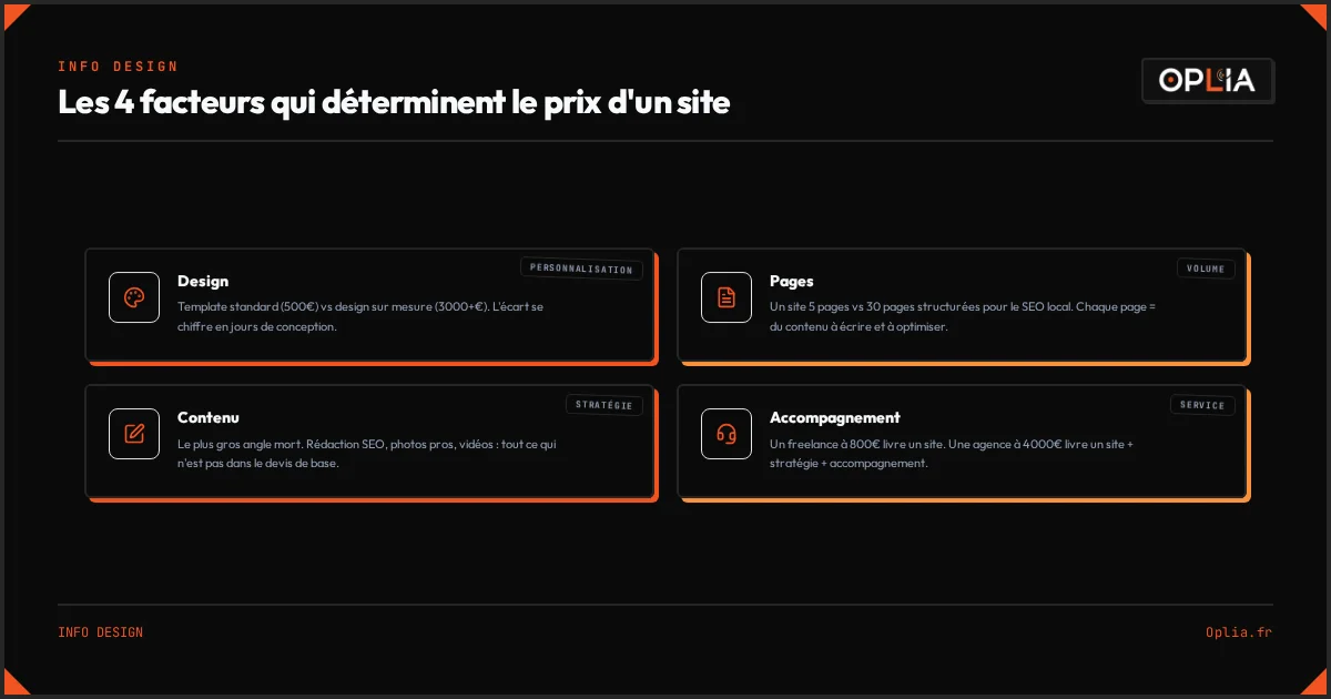 Les 4 facteurs qui déterminent le prix d'un site