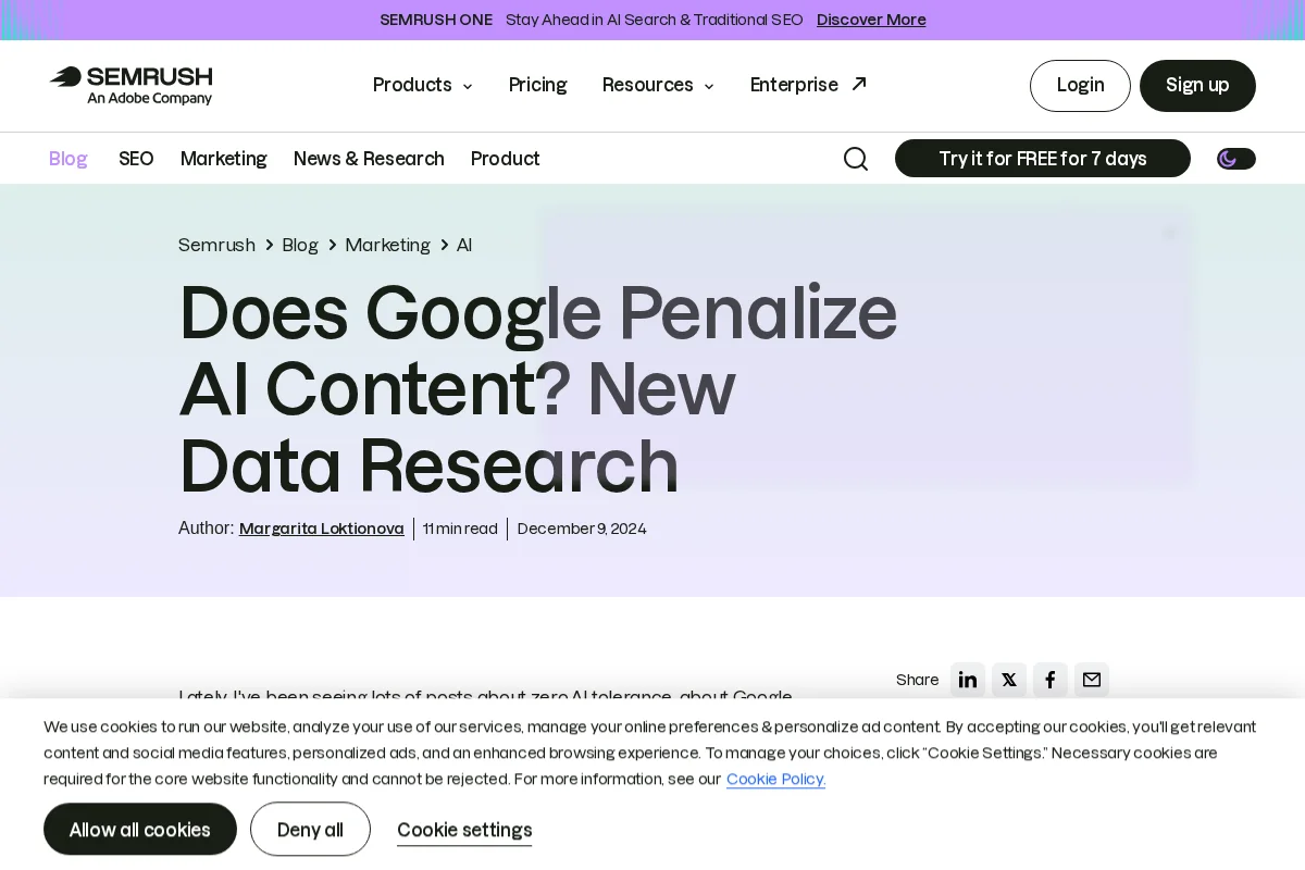 Étude Semrush — 20 000 articles analysés