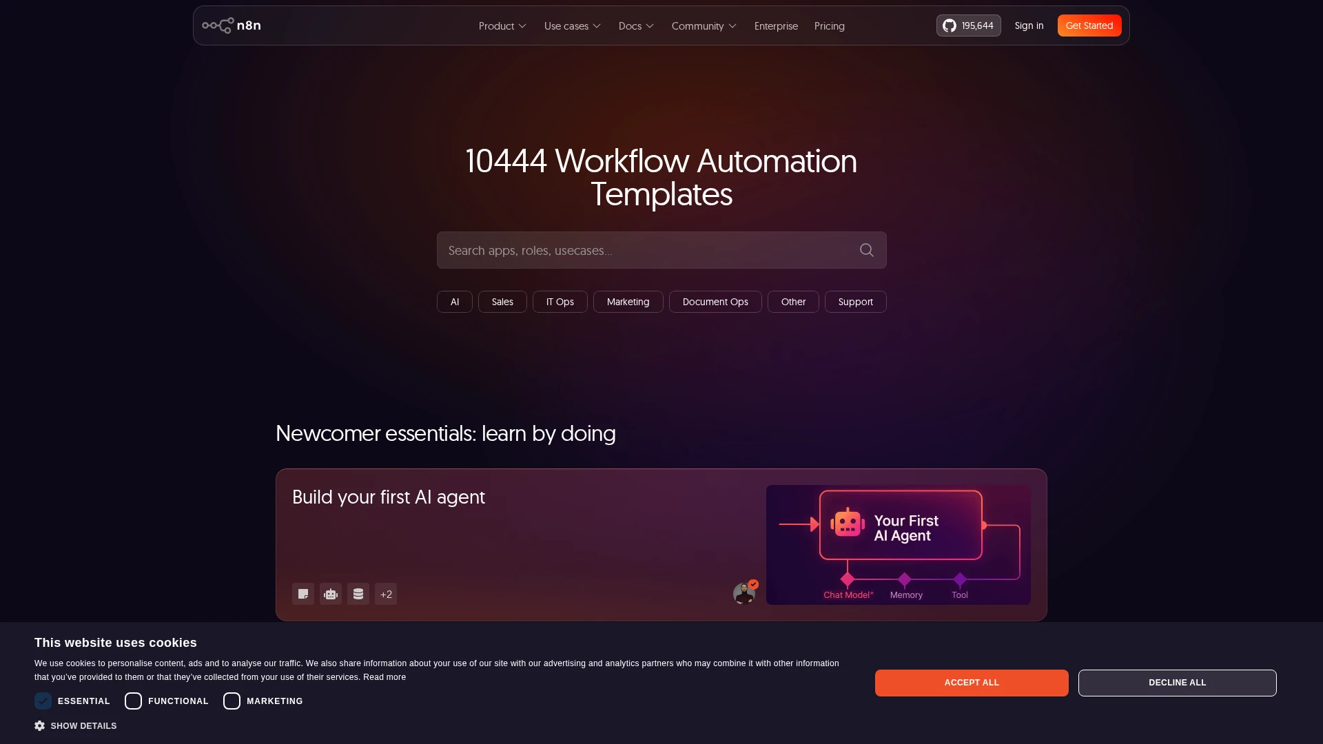 Interface visuelle n8n : des blocs connectés entre eux qui forment un workflow d'automatisation