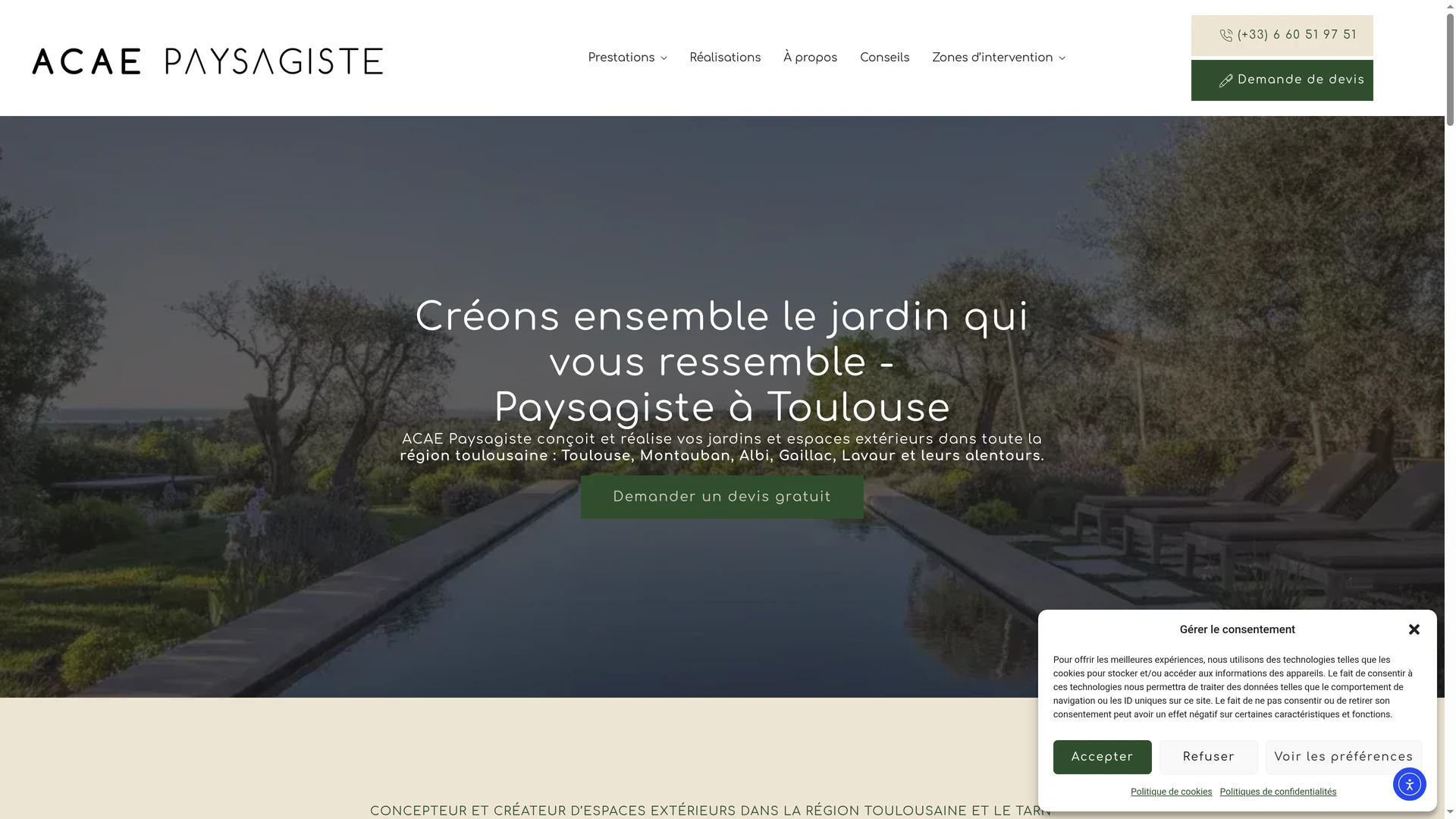 Capture réelle de la page d'accueil du site après correction
