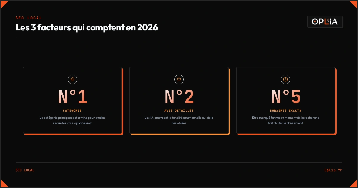 Les 3 facteurs qui comptent pour Google Business Profile en 2026