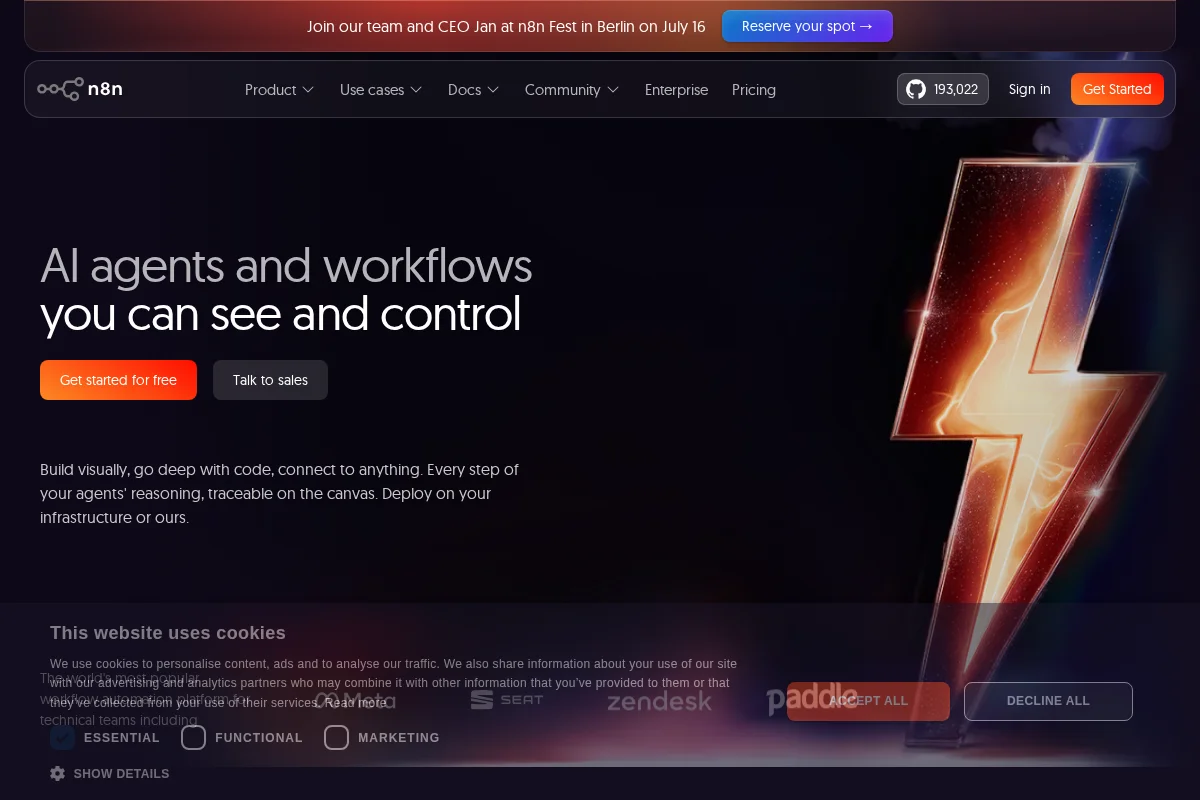n8n — plateforme d'automatisation sans code, interface visuelle pour connecter vos outils