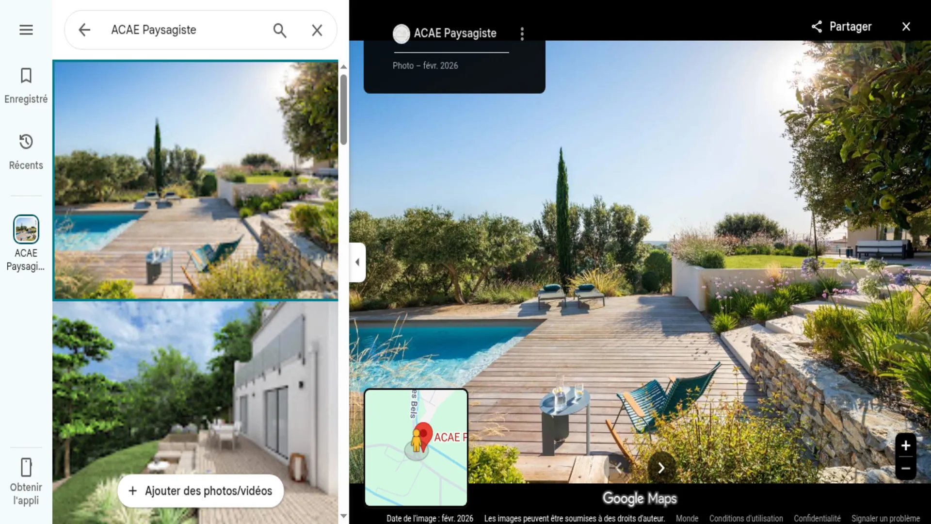 Capture réelle de la galerie photos de la fiche Google du client, la photo la plus récente datant de février 2026