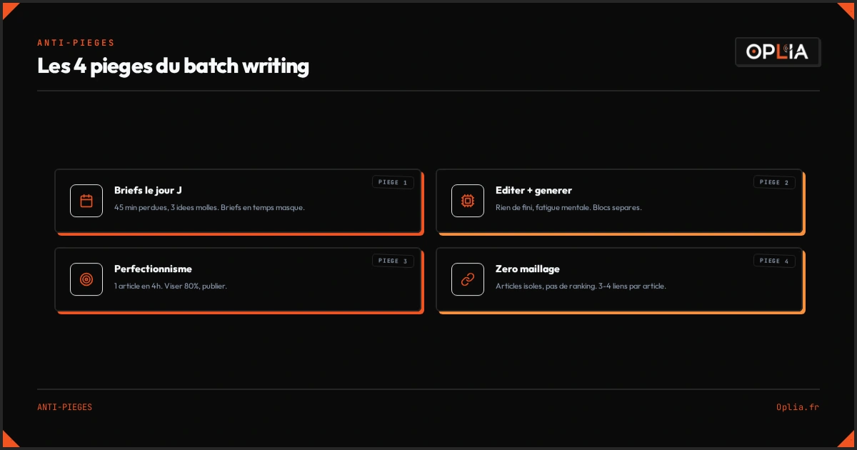Infographie : Les 4 pièges classiques du batch writing et leurs correctifs