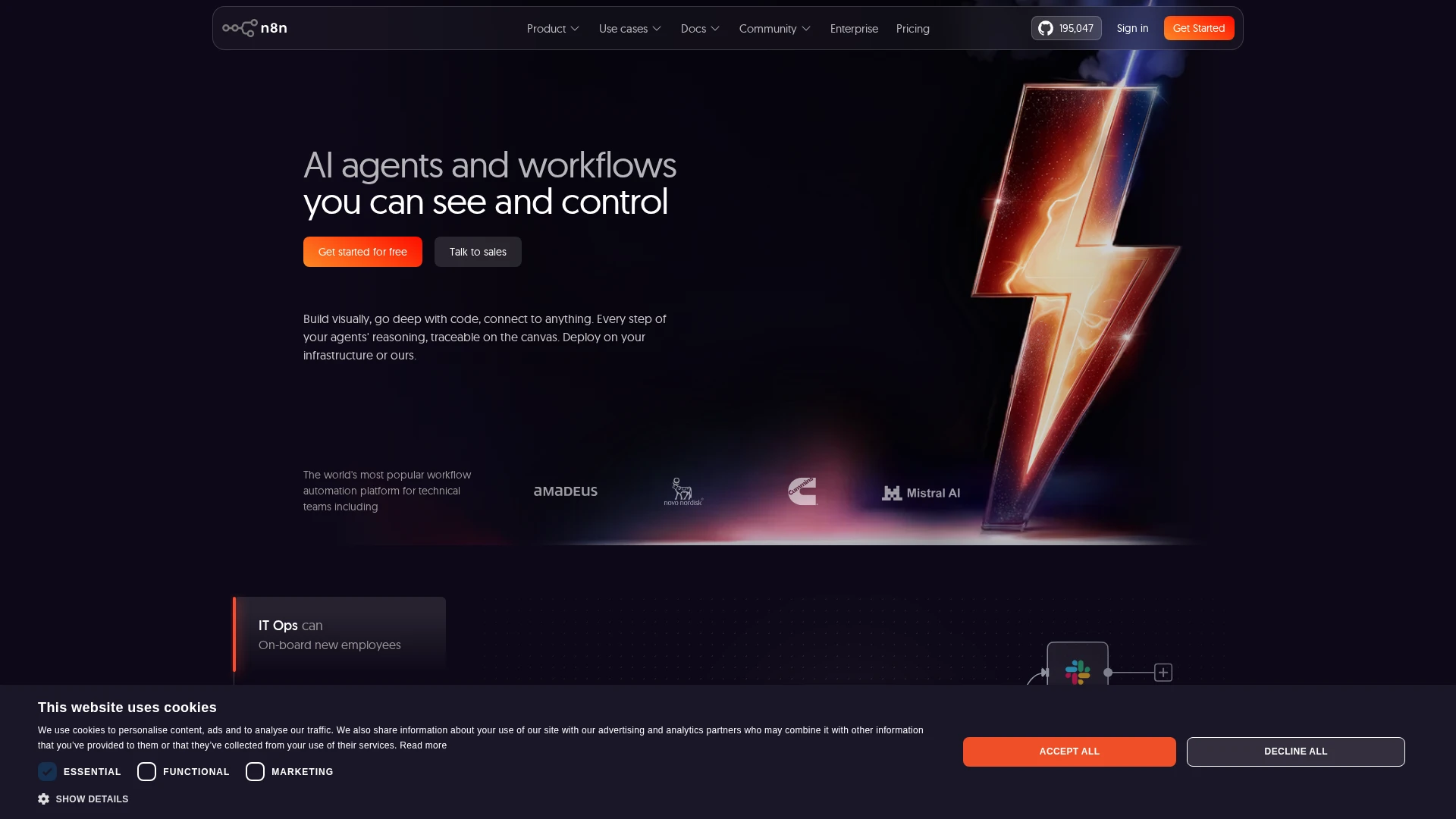 Screenshot n8n — canvas d'orchestration de workflows