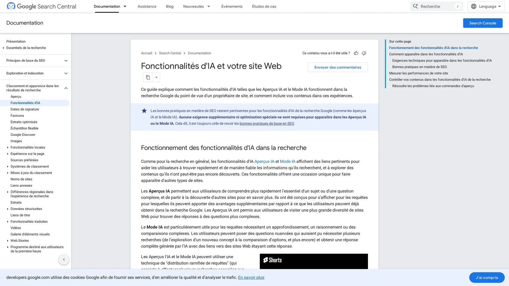 La documentation de Google Search Central consacrée aux fonctionnalités d'IA et à la façon dont elles utilisent les contenus des sites