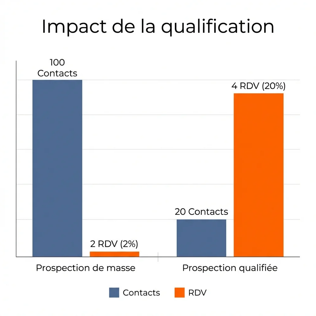 Comparaison du taux de conversion prospects qualifiés vs non qualifiés pour agences web