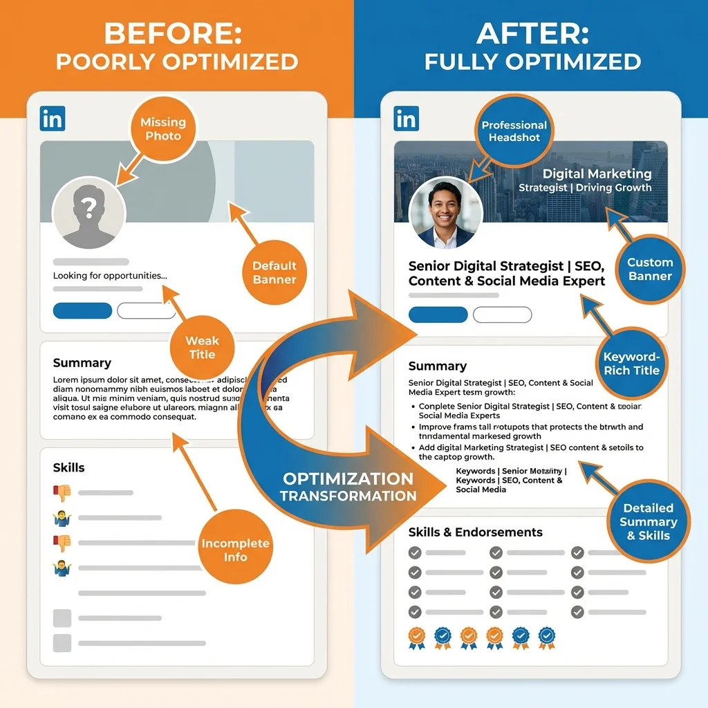 Infographie optimisation profil LinkedIn pour prospecter efficacement