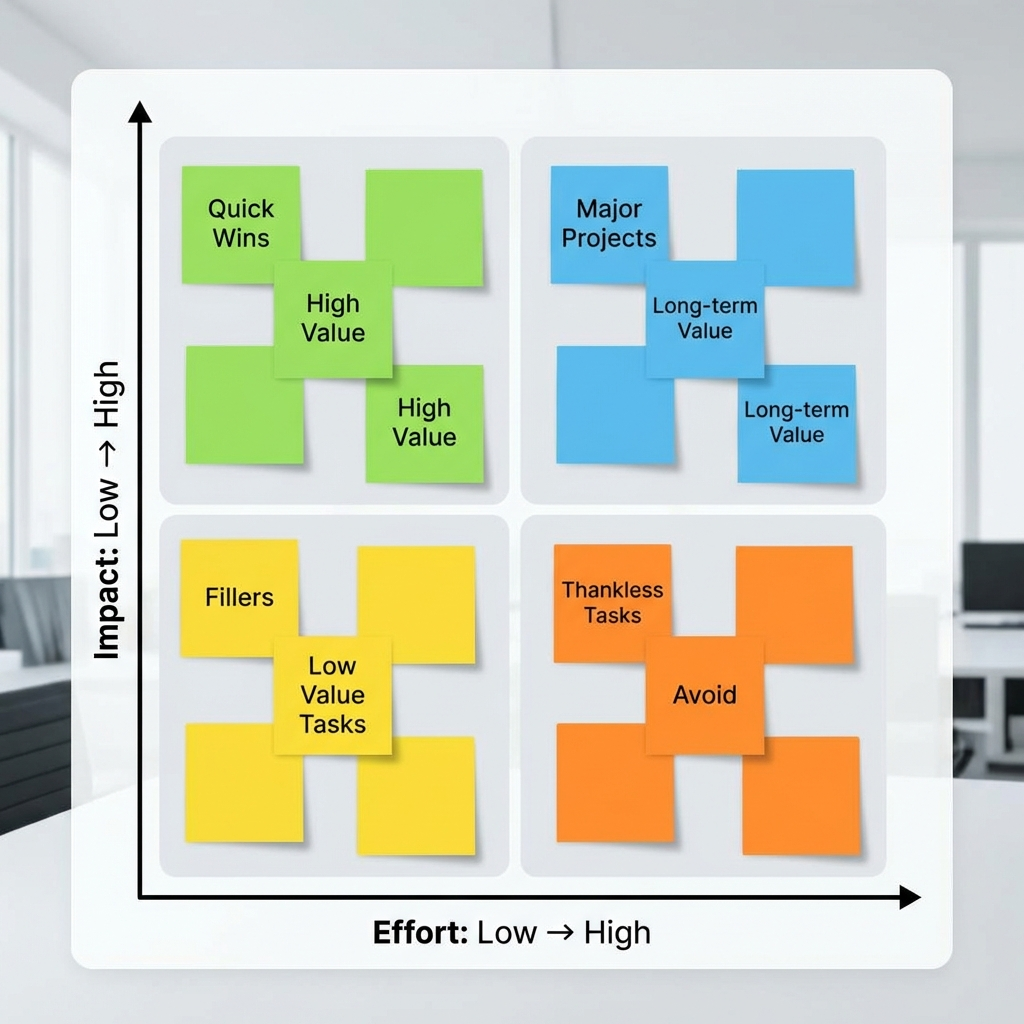 Matrice effort/impact pour les recommandations d'un audit SEO