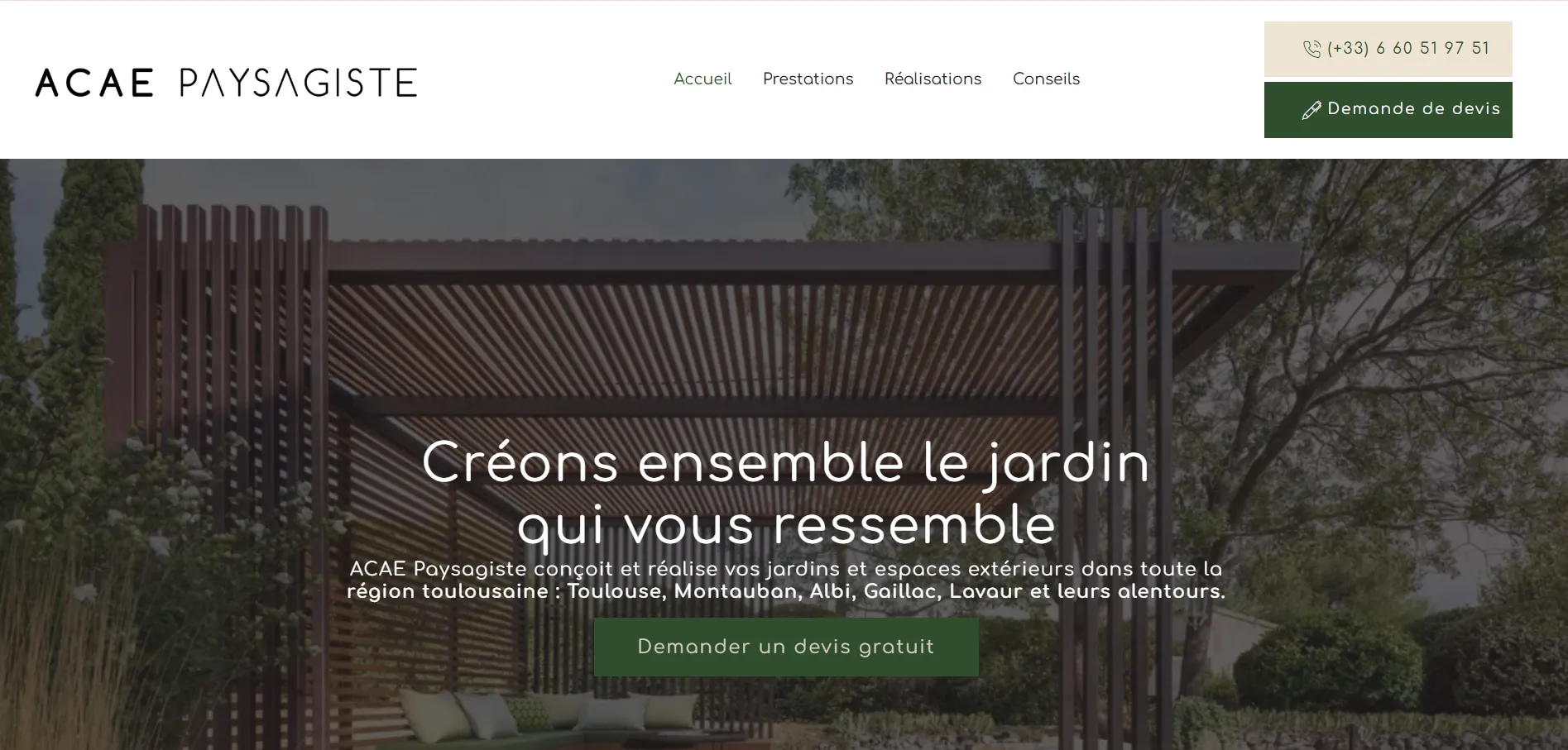 ACAE Paysagiste — SEO local & site multi-villes