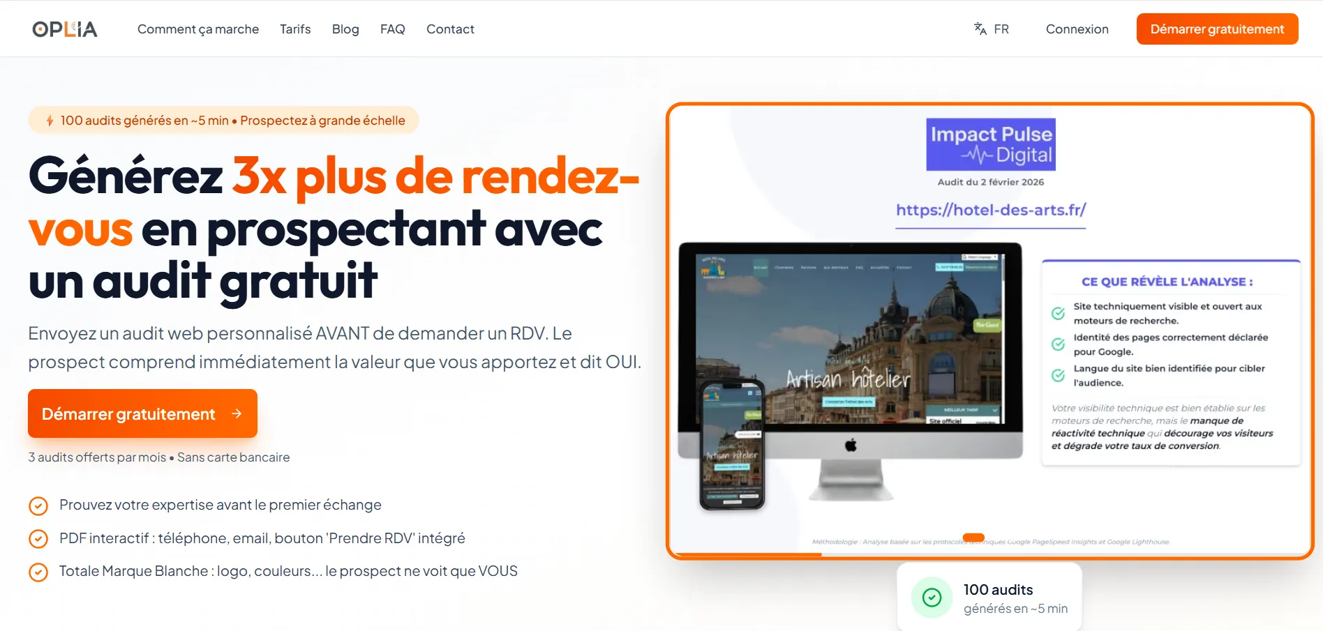 Oplia — Le SaaS d'audit web automatisé pour les professionnels du marketing