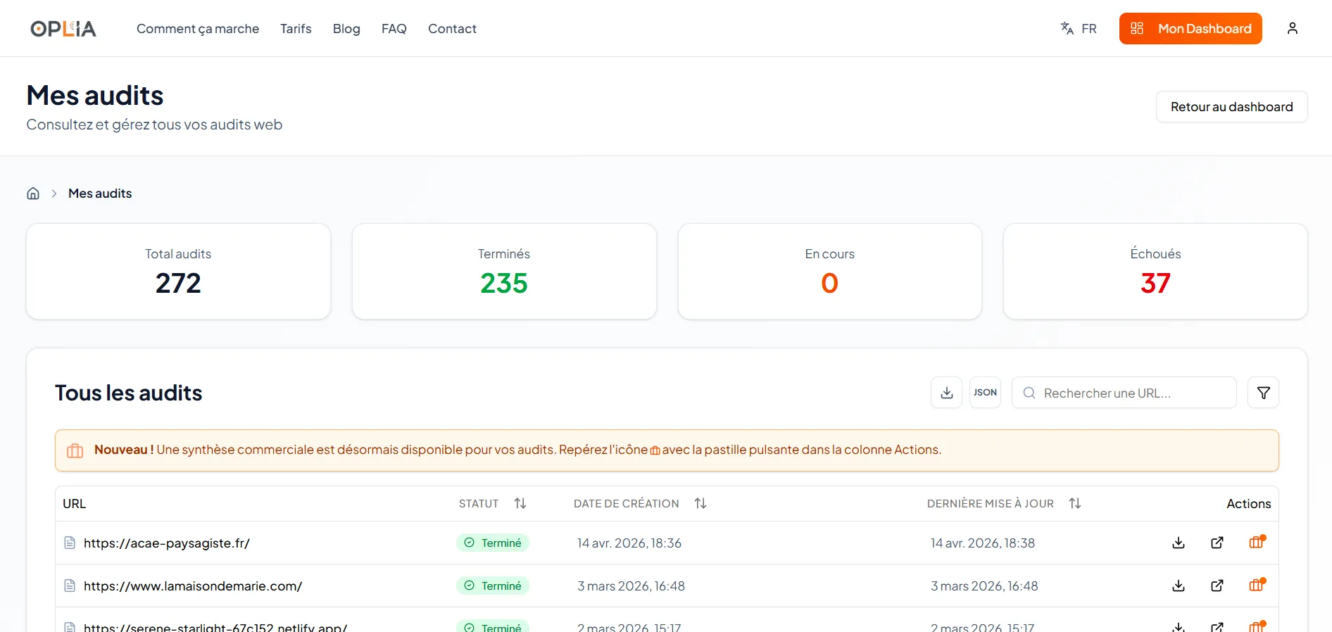 Oplia — Le SaaS d'audit web automatisé pour les professionnels du marketing — Photo 4